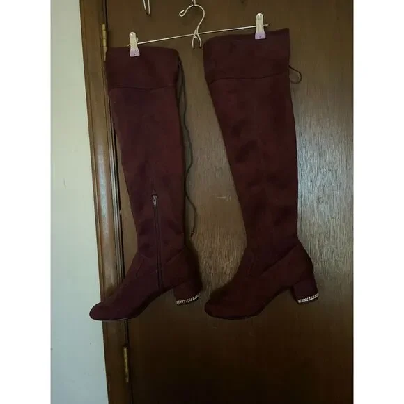 Michael Kors Jamie Over the Knee Boots Damson Wine Women's 9.5 - Picture 1 of 5